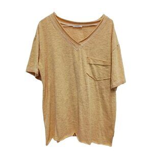 Adora Womens BOHO Top Small Yellow Oversized Drop Shoulder Short Sleeve Tee